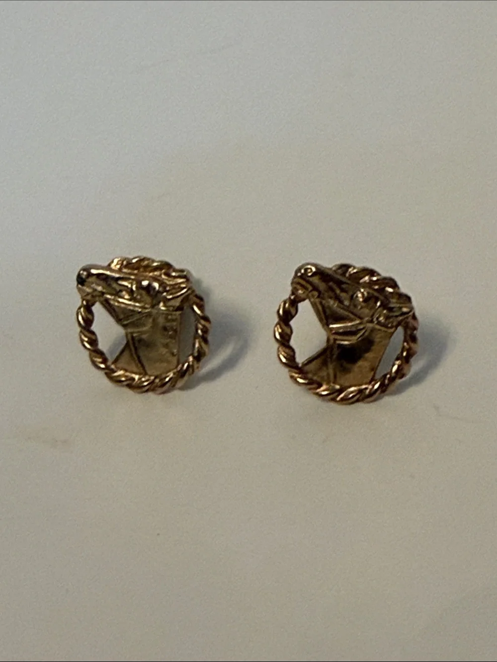 MEN UNISEX CUFFLINKS GOLD HORSE HEAD EQUESTRIAN ACCESSORY